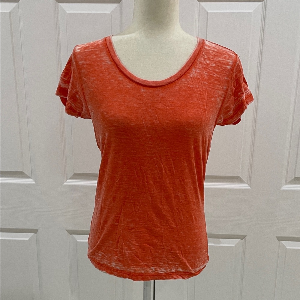 Blue 84 Women's Orange Coral Burnout Tee T-Shirt NWOT